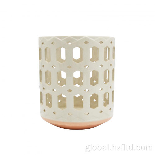 Candle & Tealight Holder White Ceramic Candle Holder with Pink Bottom Supplier